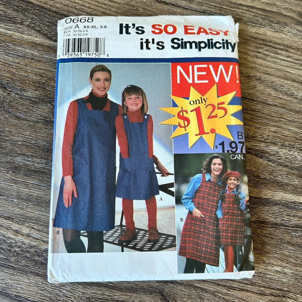 1990’s Simplicity 0668 Child and Misses Jumper Sewing Pattern